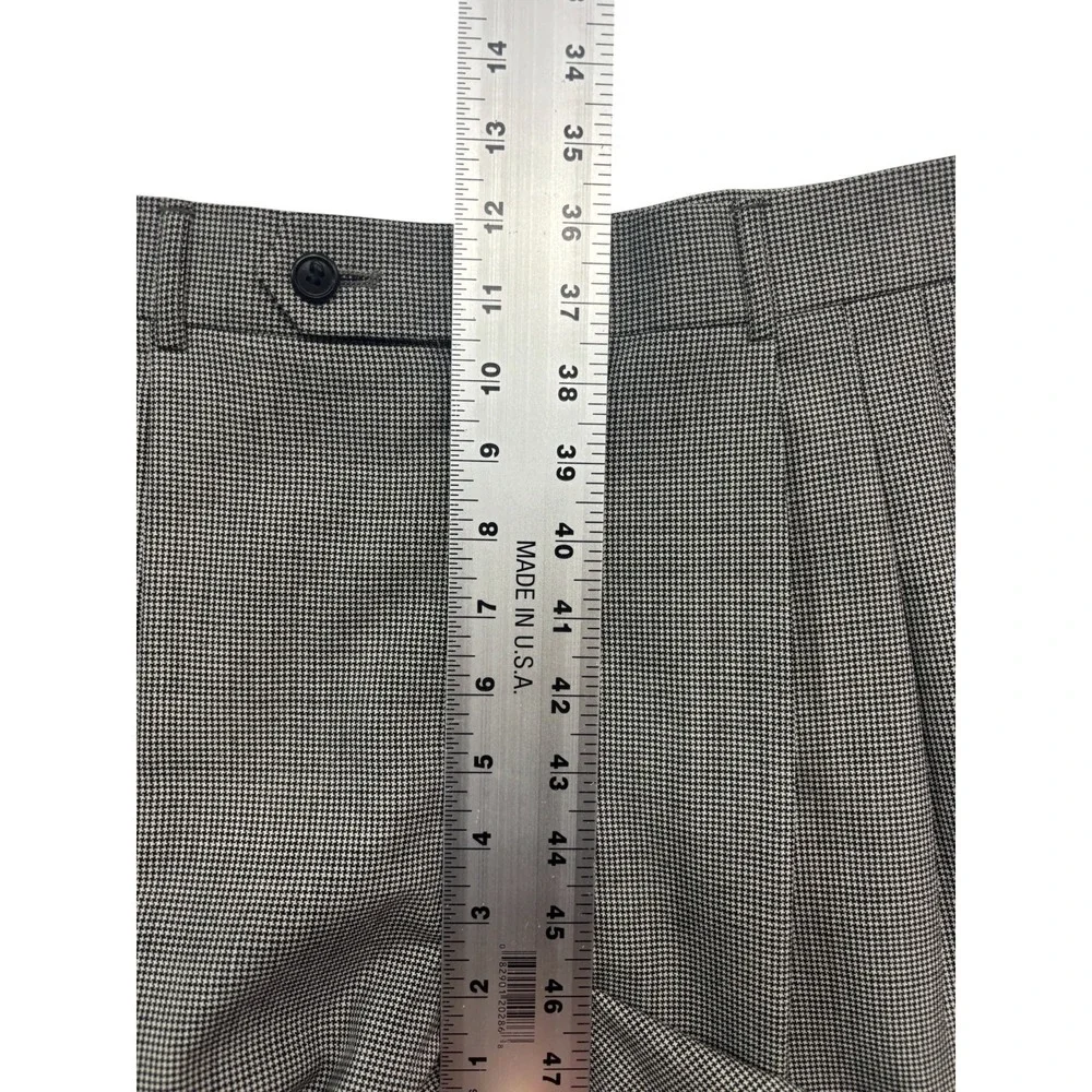 vtg 90s Double Breasted 42R 34x29 Black White Micro Houndstooth 2pc Pant Suit
